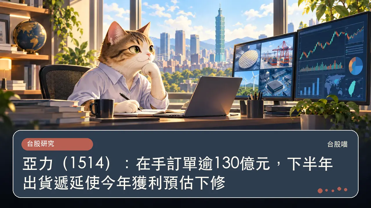 亞力(1514):在手訂單逾130億元,下半年出貨遞延使今年獲利預估下修主題插畫
