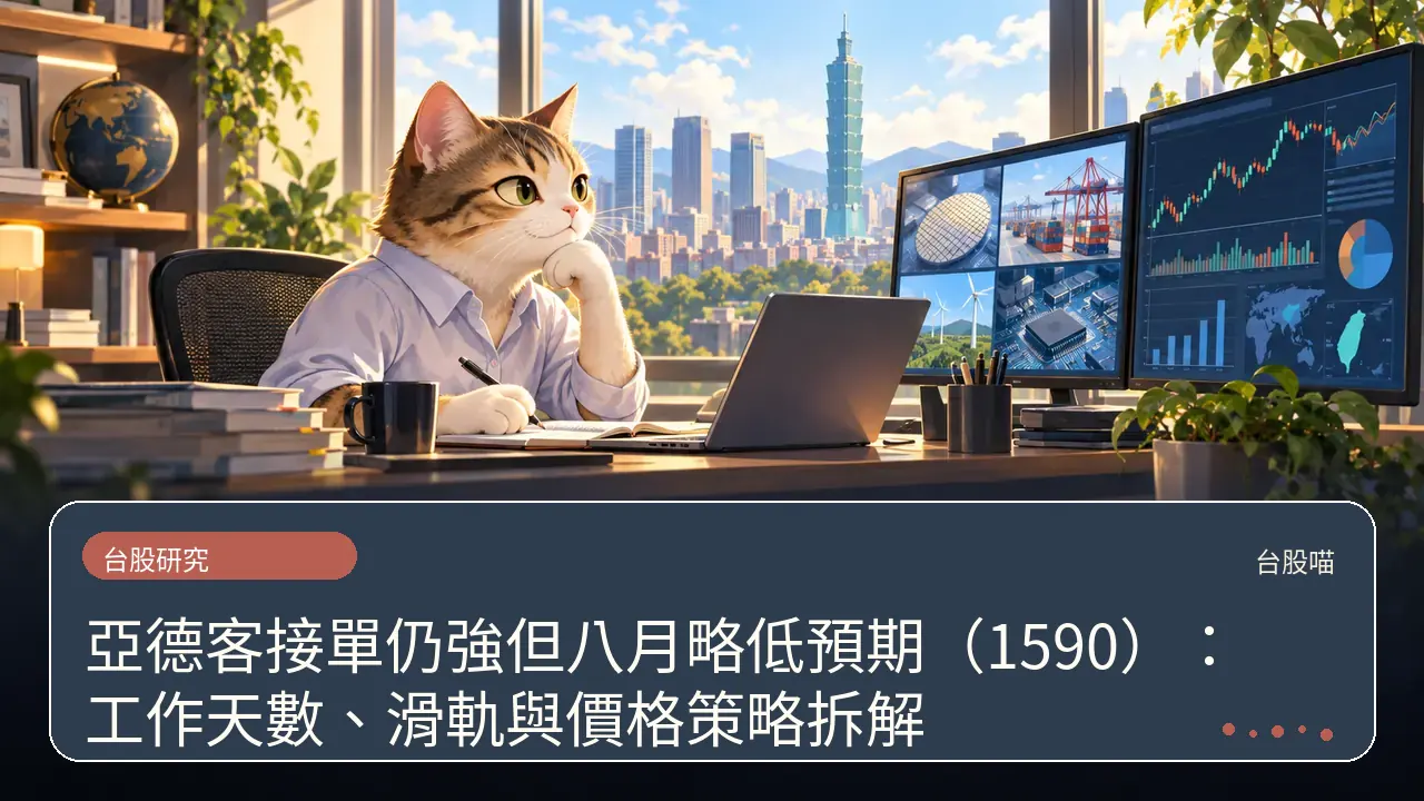 亞德客接單仍強但八月略低預期（1590）：工作天數、滑軌與價格策略拆解主題插畫