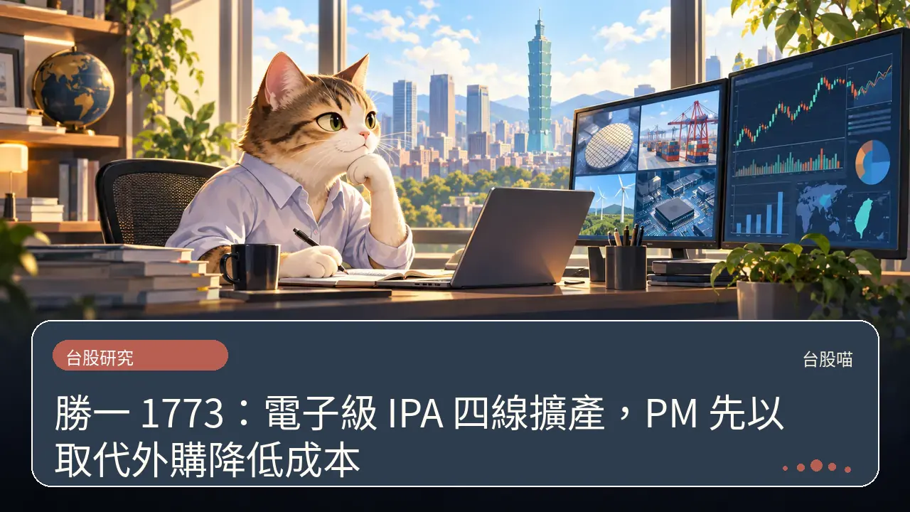 勝一 1773:電子級 IPA 四線擴產,PM 先以取代外購降低成本主題插畫