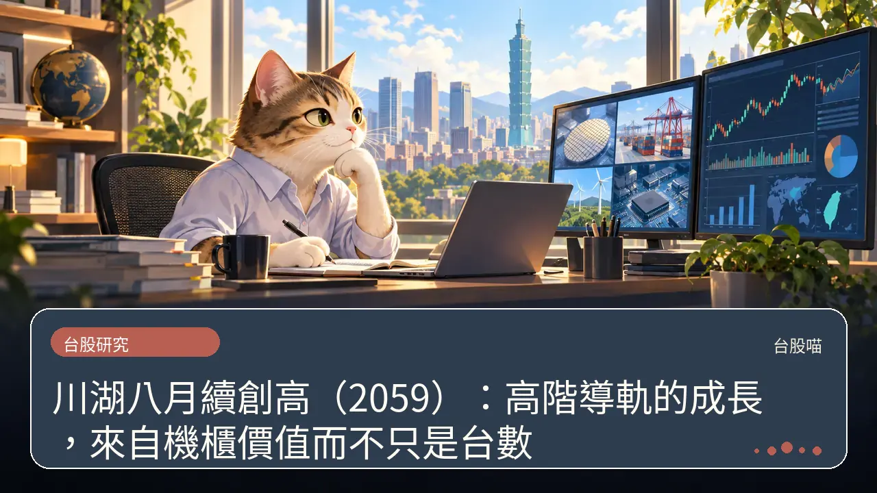 川湖八月續創高（2059）：高階導軌的成長，來自機櫃價值而不只是台數主題插畫