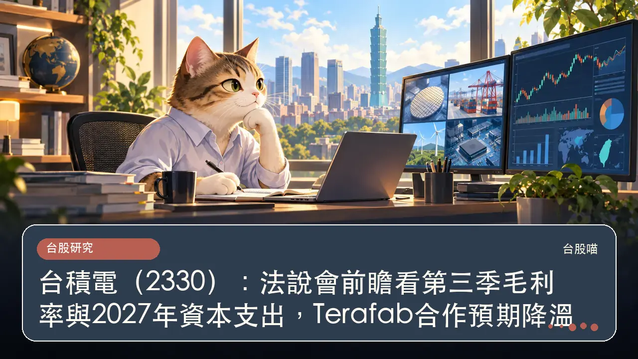 台積電(2330):法說會前瞻看第三季毛利率與2027年資本支出,Terafab合作預期降溫主題插畫