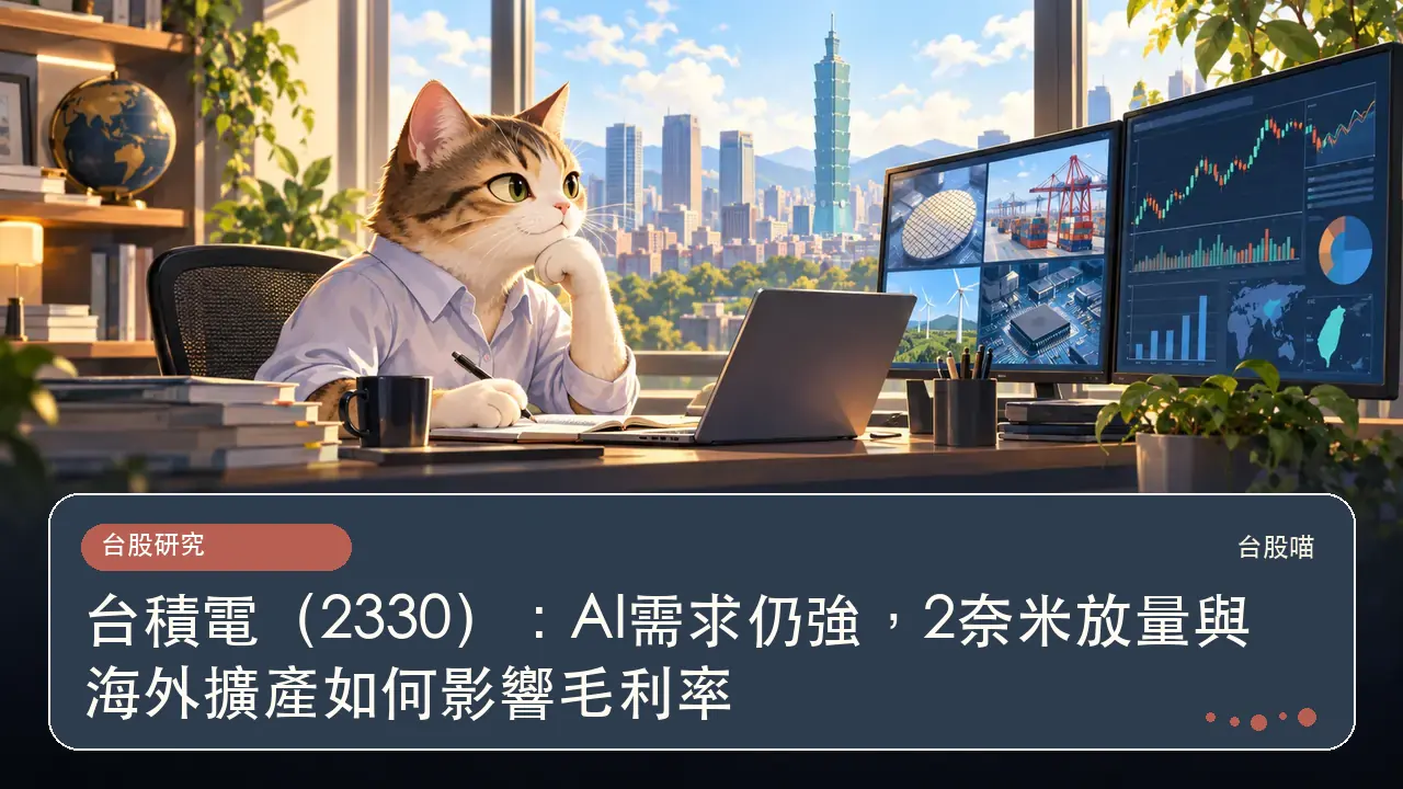 台積電(2330):AI需求仍強,2奈米放量與海外擴產如何影響毛利率主題插畫