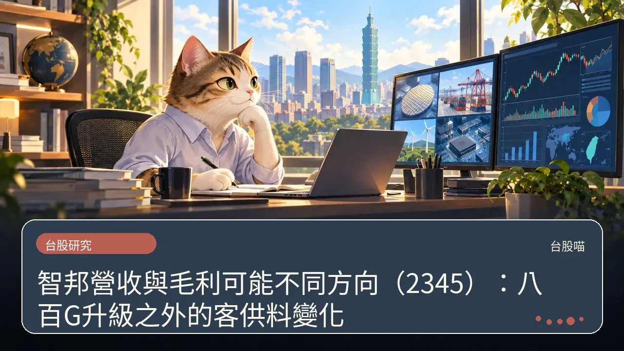 智邦營收與毛利可能不同方向（2345）：八百G升級之外的客供料變化主題插畫