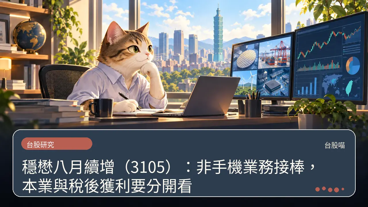 穩懋八月續增（3105）：非手機業務接棒，本業與稅後獲利要分開看主題插畫