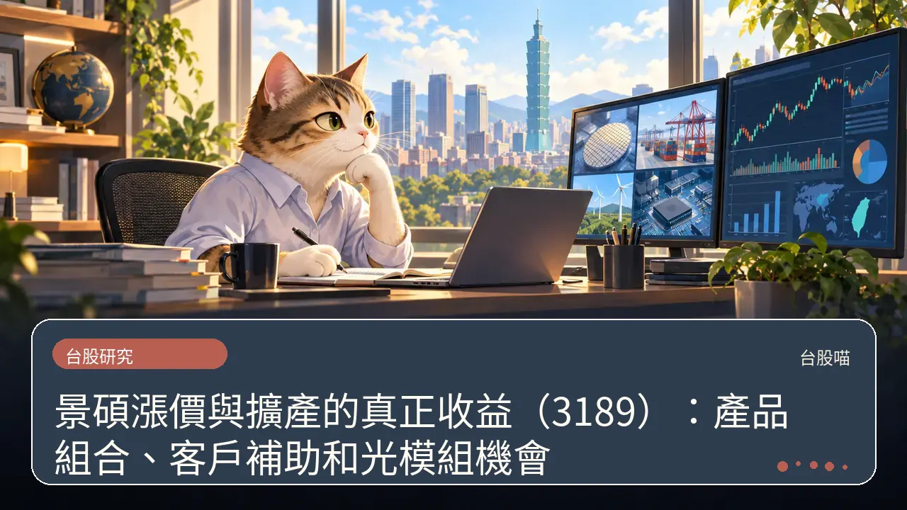 景碩漲價與擴產的真正收益（3189）：產品組合、客戶補助和光模組機會主題插畫
