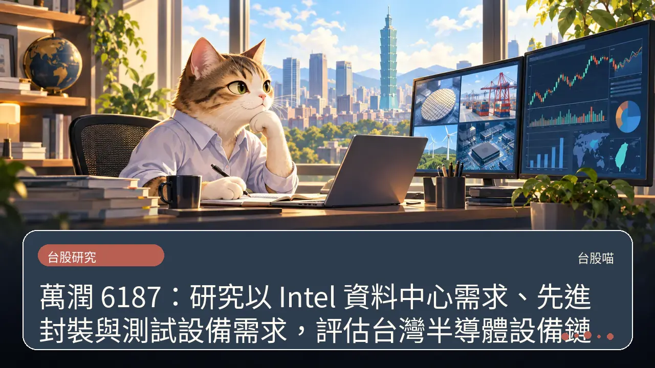 萬潤 6187:研究以 Intel 資料中心需求、先進封裝與測試設備需求,評估台灣半導體設備鏈主題插畫