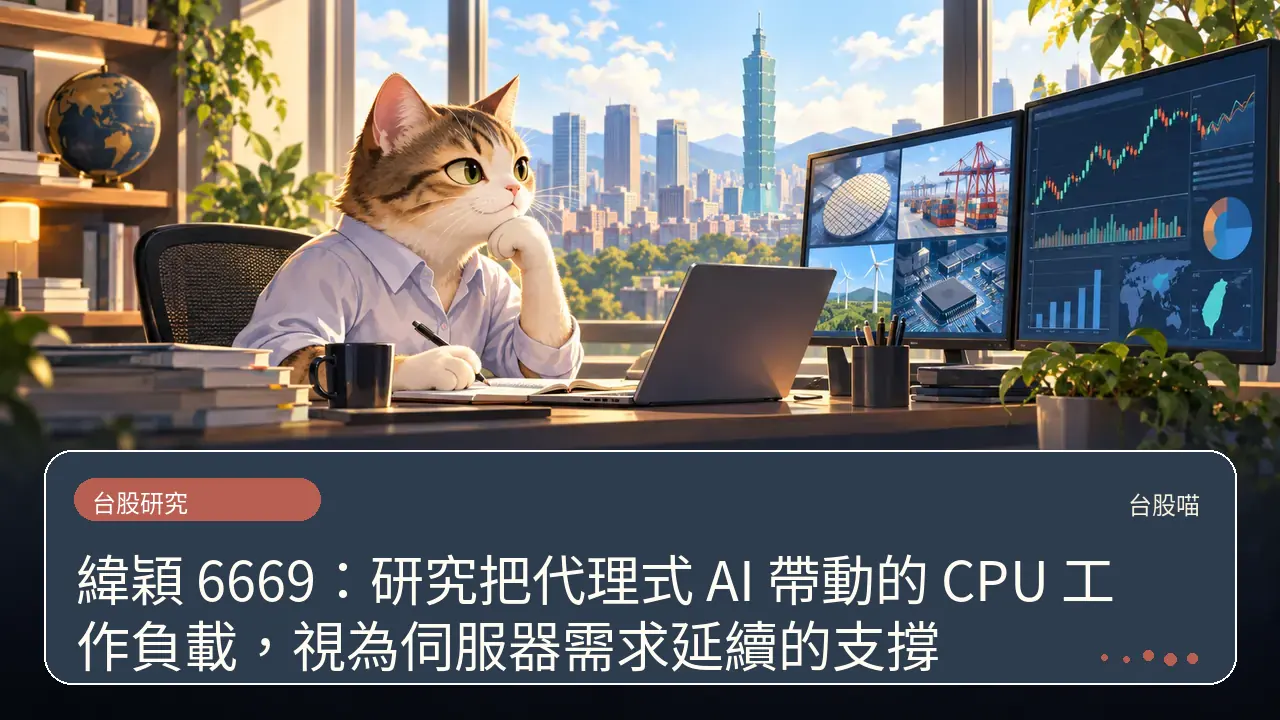 緯穎 6669:研究把代理式 AI 帶動的 CPU 工作負載,視為伺服器需求延續的支撐主題插畫