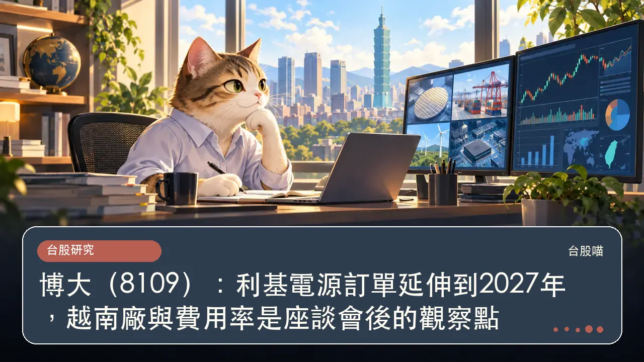 博大(8109):利基電源訂單延伸到2027年,越南廠與費用率是座談會後的觀察點主題插畫