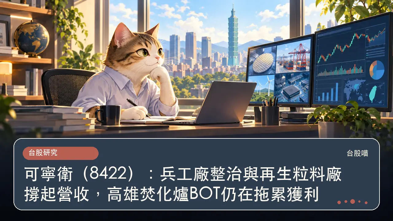 可寧衛（8422）：兵工廠整治與再生粒料廠撐起營收，高雄焚化爐BOT仍在拖累獲利主題插畫