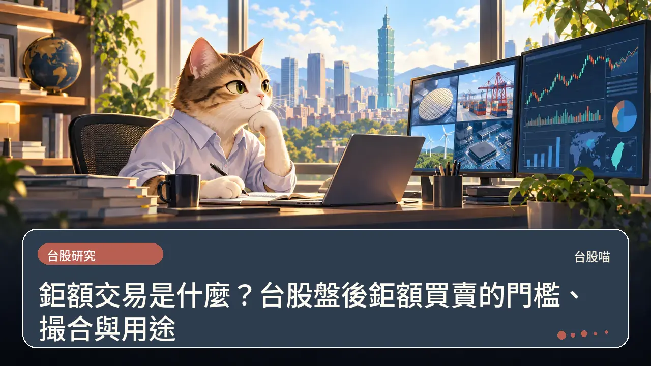 鉅額交易是什麼?台股盤後鉅額買賣的門檻、撮合與用途主題插畫