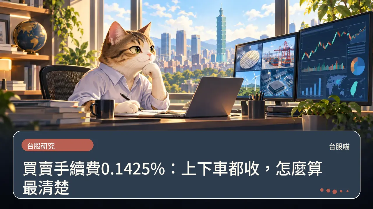 買賣手續費0.1425%:上下車都收,怎麼算最清楚主題插畫