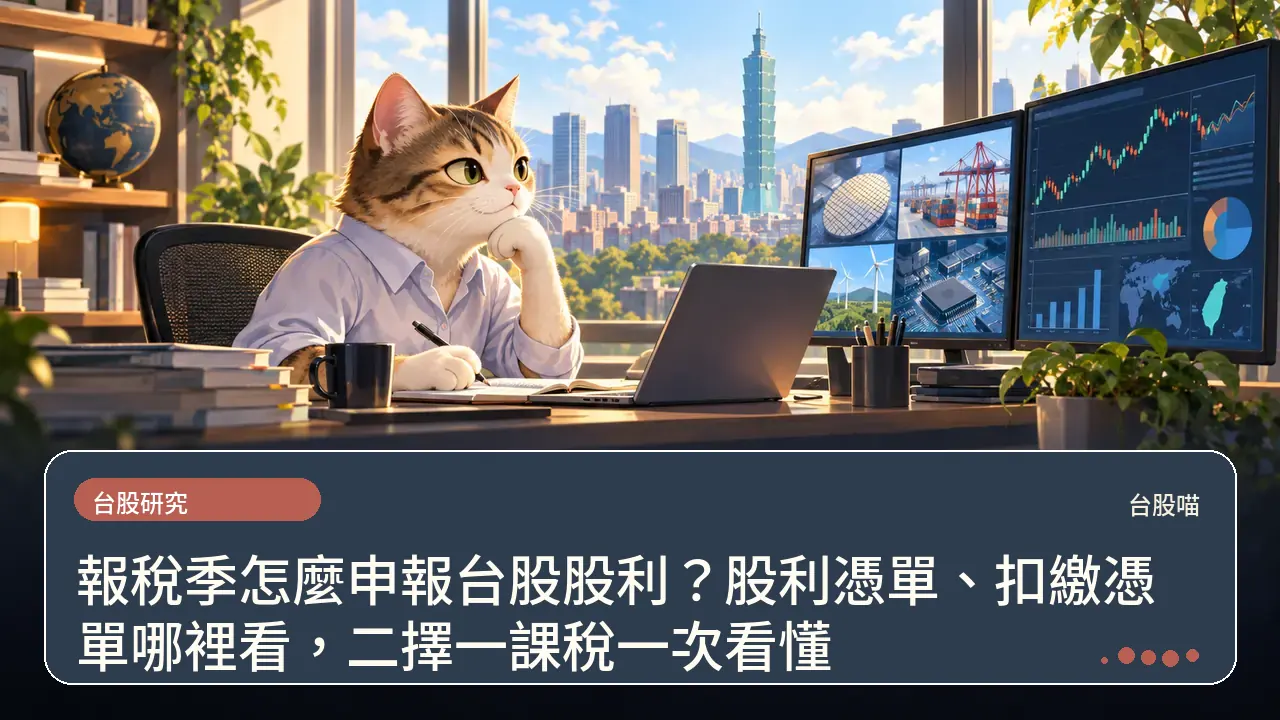 報稅季怎麼申報台股股利？股利憑單、扣繳憑單哪裡看，二擇一課稅一次看懂主題插畫