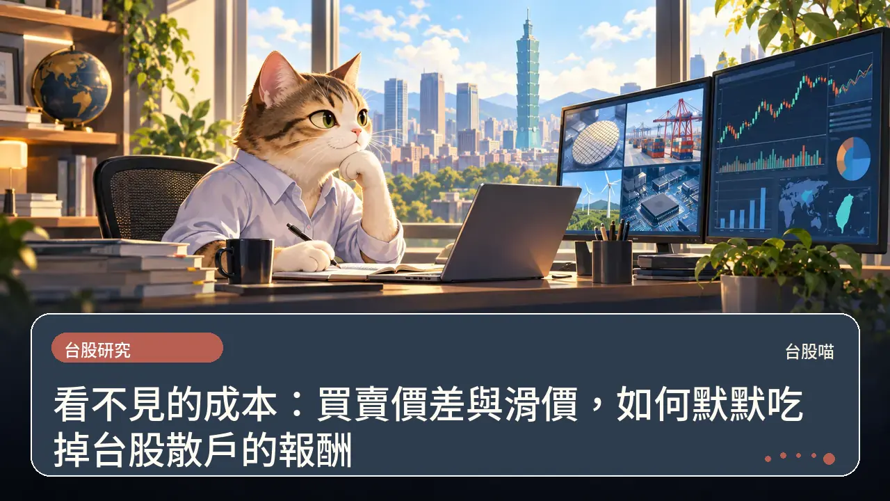 看不見的成本:買賣價差與滑價,如何默默吃掉台股散戶的報酬主題插畫