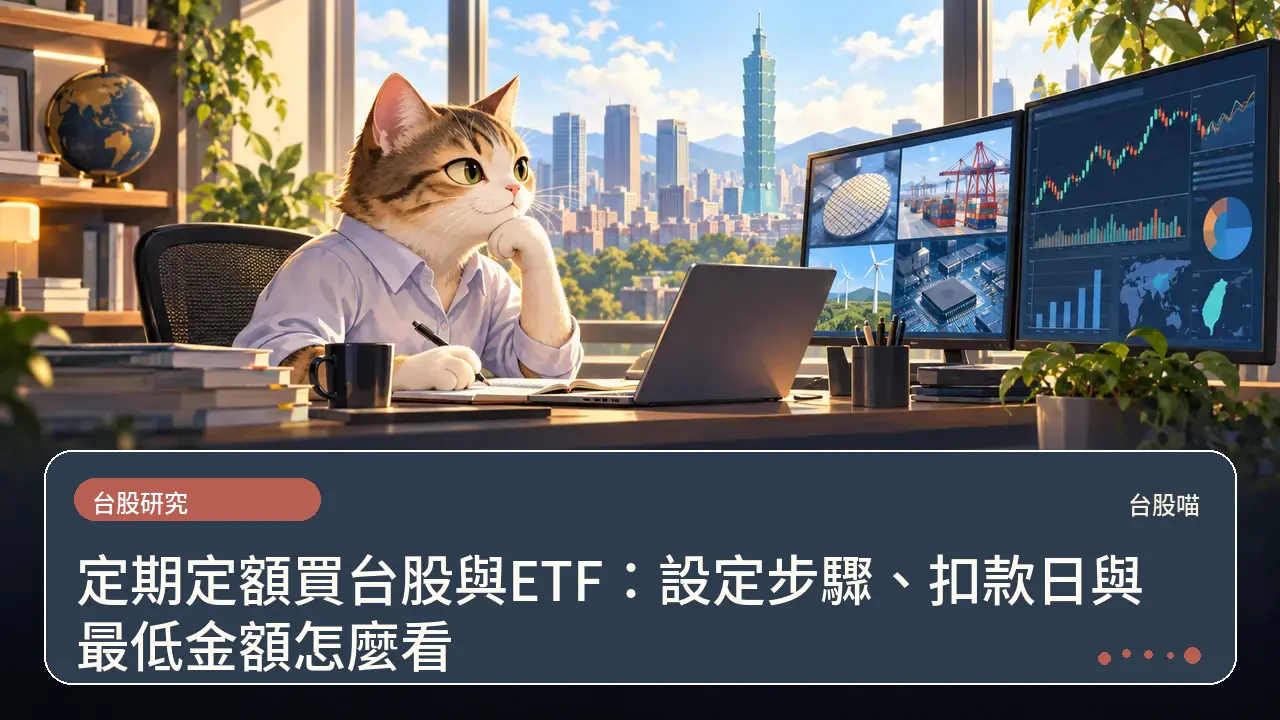 定期定額買台股與ETF:設定步驟、扣款日與最低金額怎麼看主題插畫