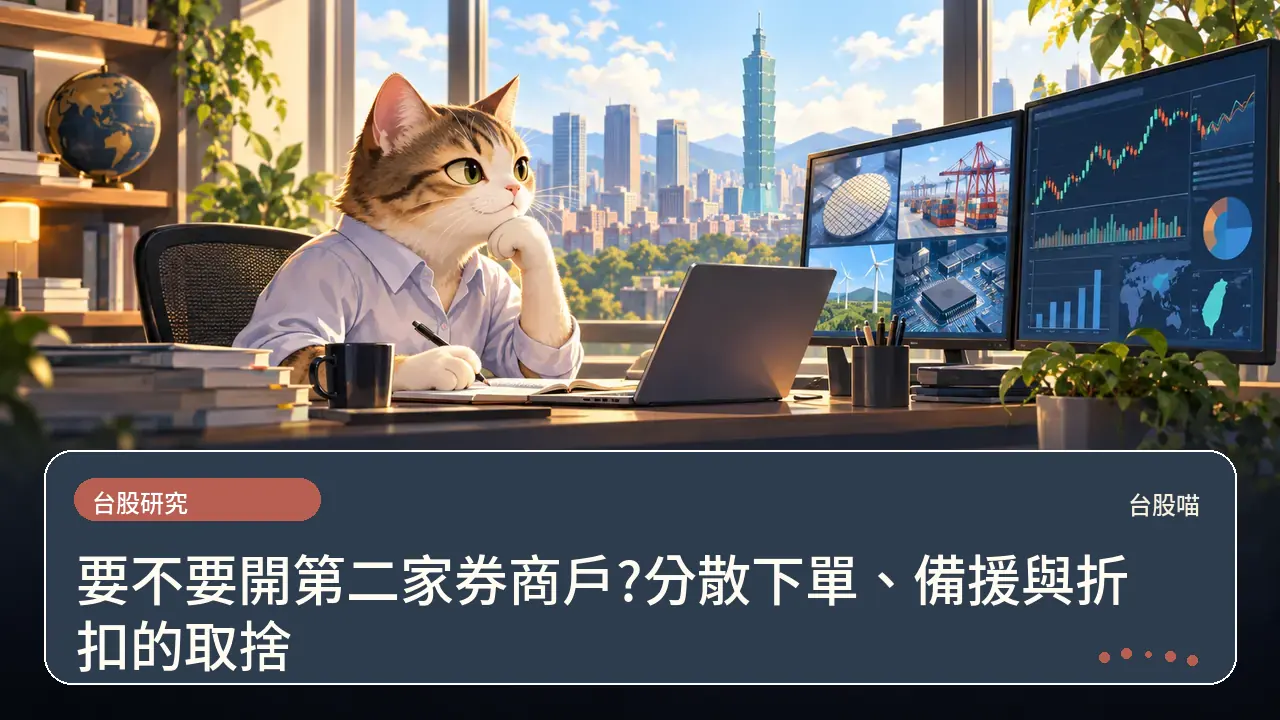 要不要開第二家券商戶?分散下單、備援與折扣的取捨主題插畫