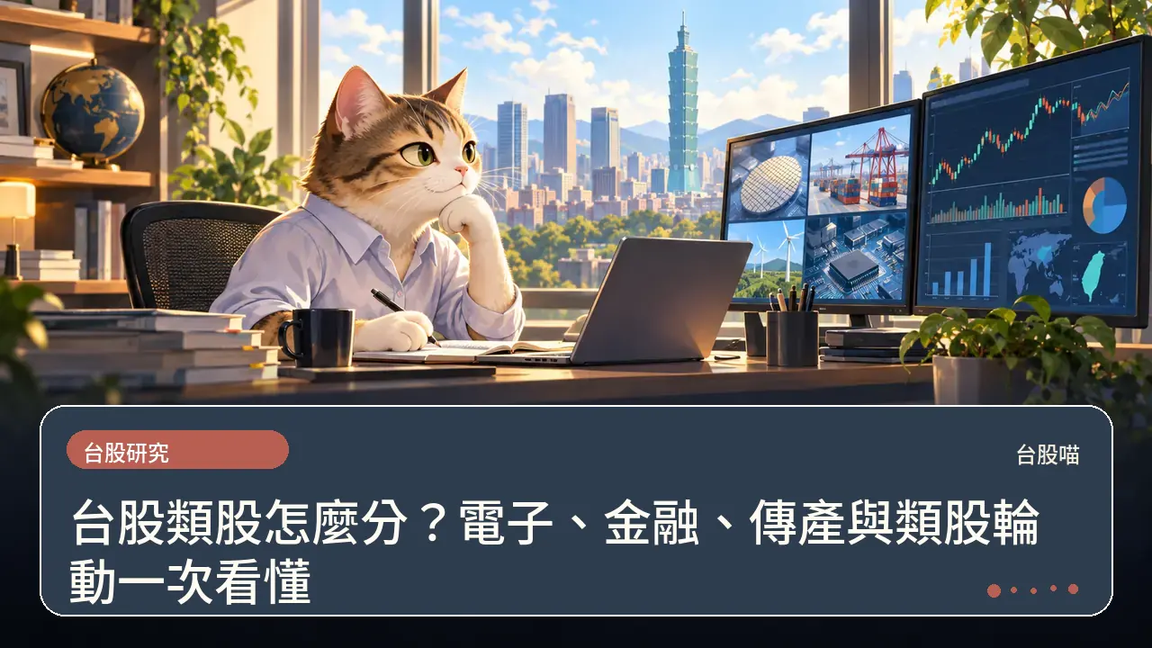 台股類股怎麼分?電子、金融、傳產與類股輪動一次看懂主題插畫