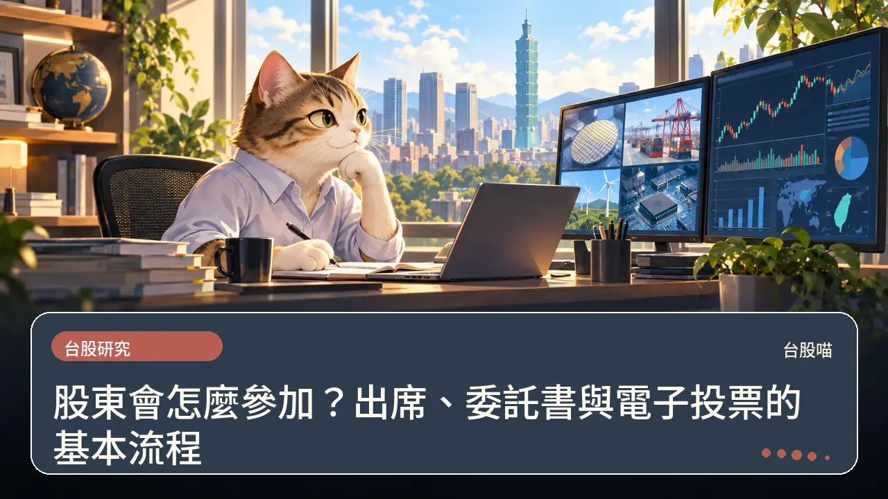 股東會怎麼參加?出席、委託書與電子投票的基本流程主題插畫