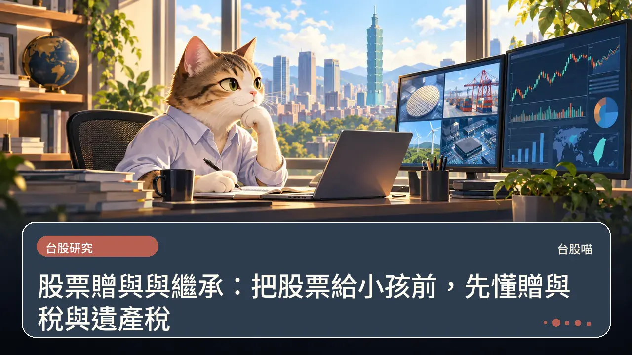 股票贈與與繼承:把股票給小孩前,先懂贈與稅與遺產稅主題插畫